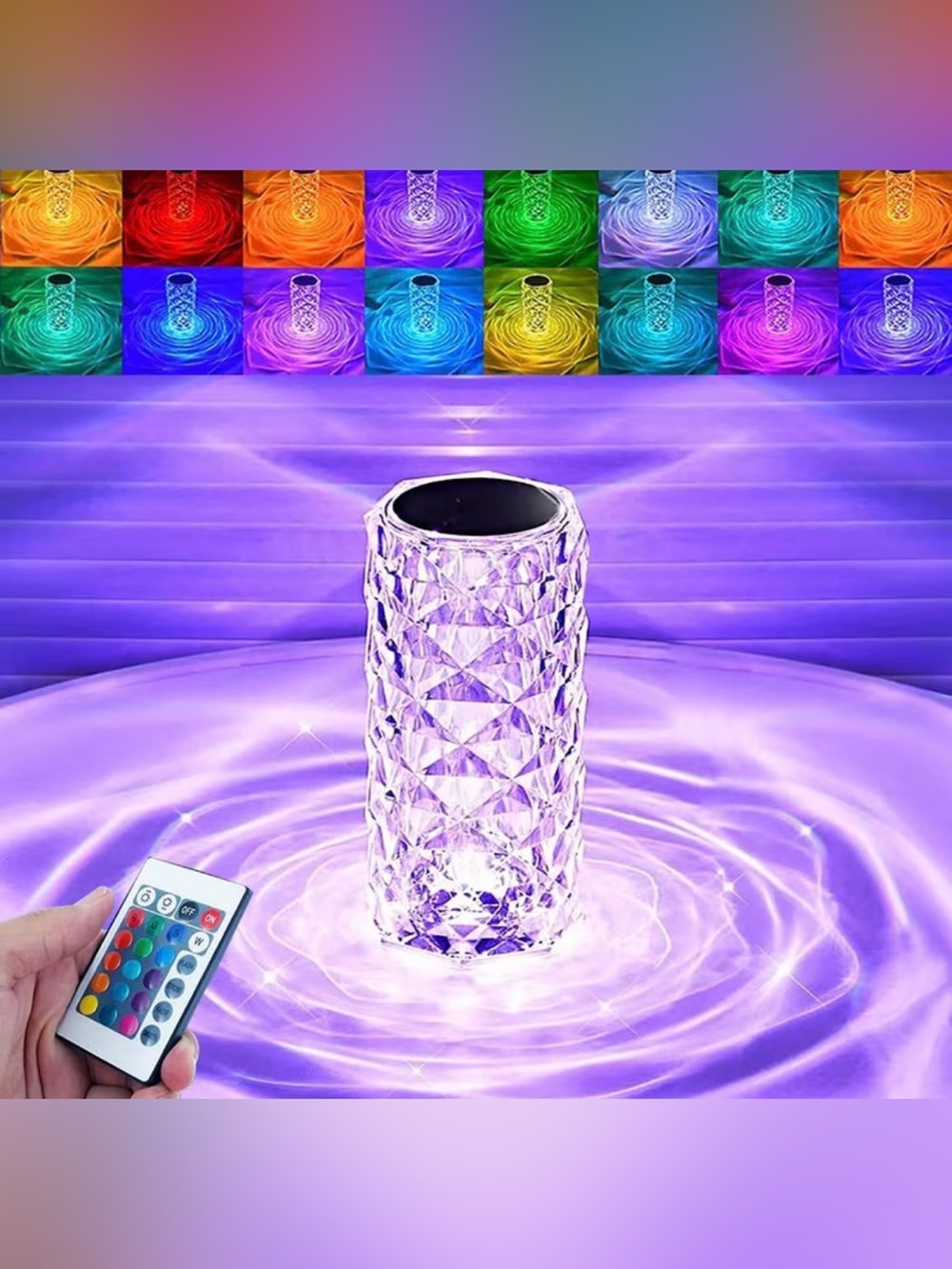 LED Color-Changing Crystal Table Accent Lamp
